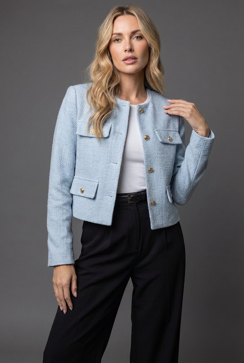 Klassische Tweedjacke Für Jeden Tag in Hellblau