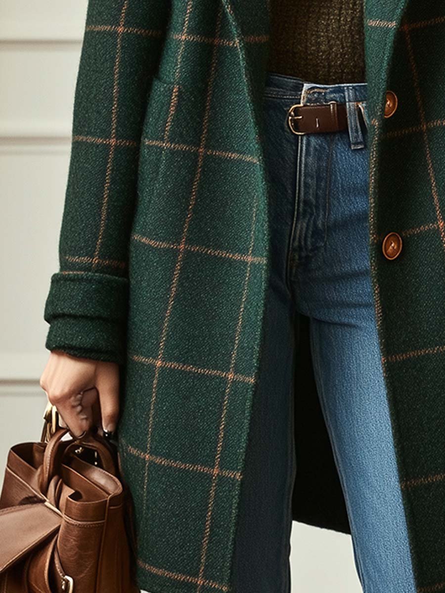 Klassischer Damen Wintermantel aus Tweed (3)