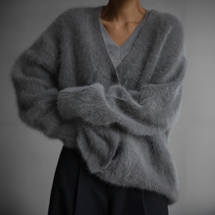 Klassischer Oversized-Cardigan für Herbst in Dunkelgrau