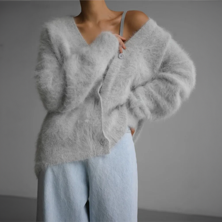 Klassischer Oversized-Cardigan für Herbst in Grau
