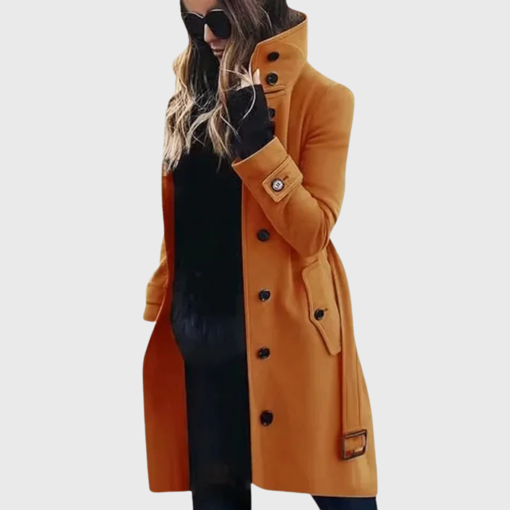 Klassischer Wintermantel Damen mit Stehkragen in Orange