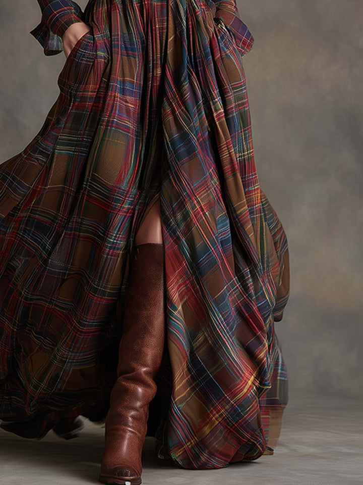 Klassisches Damen Abendkleid mit Karomuster (4)