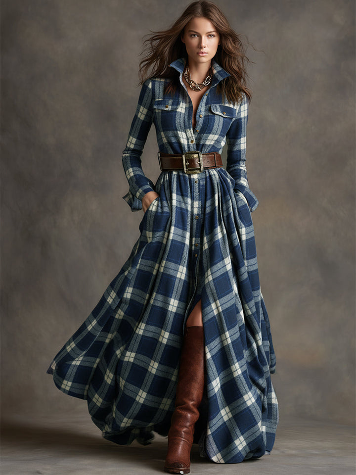 Klassisches Damen Abendkleid mit Karomuster (8)