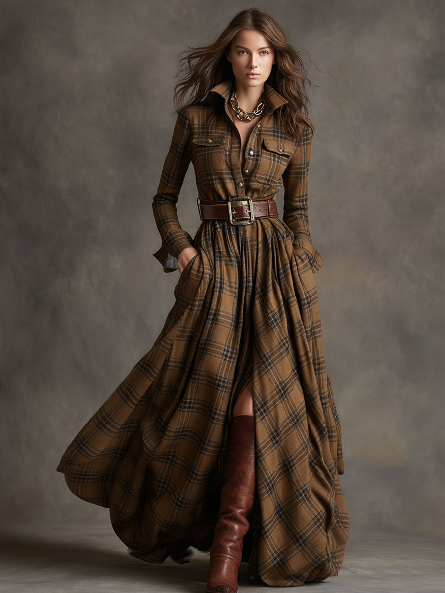 Klassisches Damen Abendkleid mit Karomuster (9)