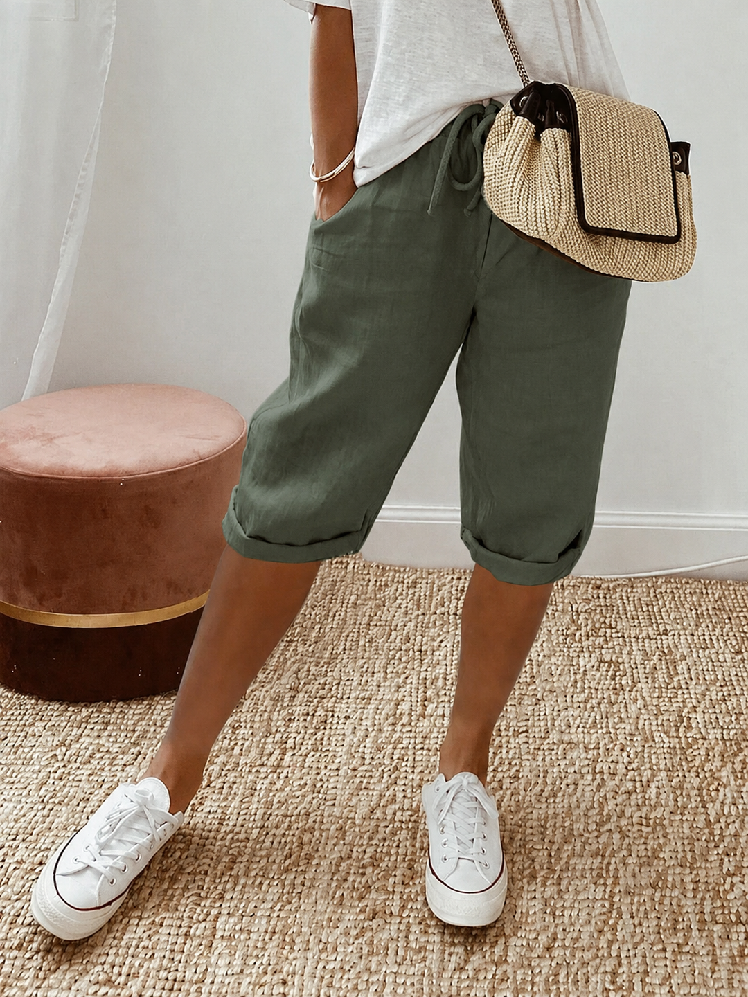 Komfortable Shorts mit Taschen in Grün
