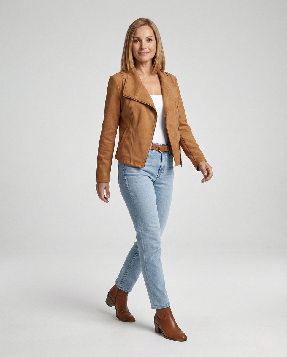 Kunstleder Kurze Jacke Damen im Biker-Stil