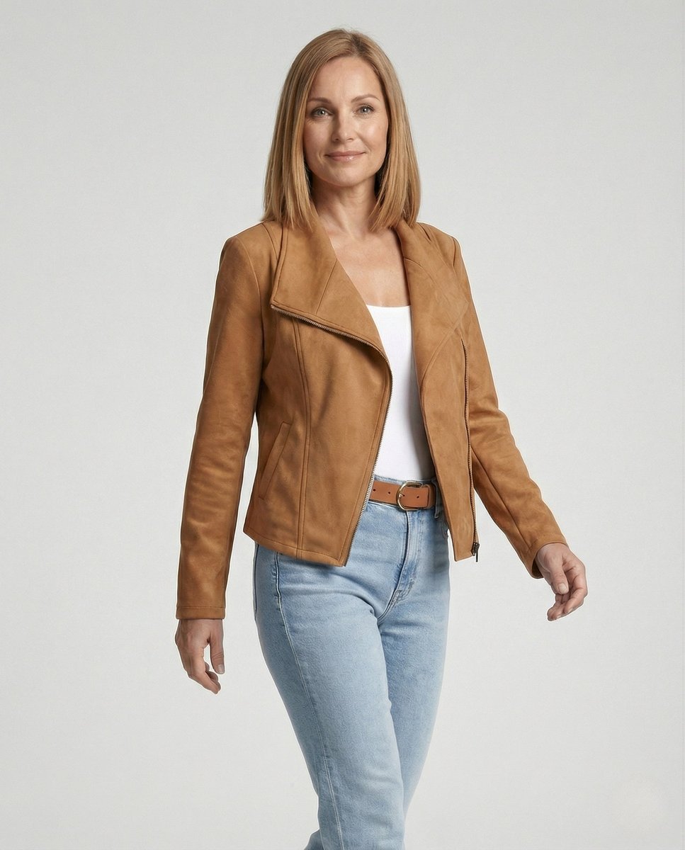 Kunstleder Kurze Jacke Damen im Biker-Stil (2)