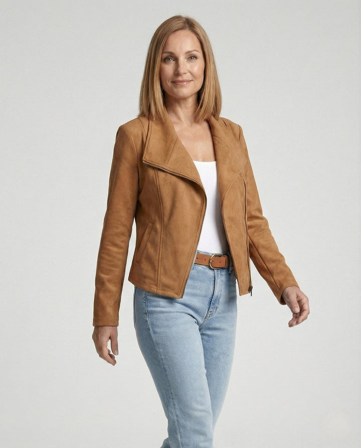 Kunstleder Kurze Jacke Damen im Biker-Stil (2)