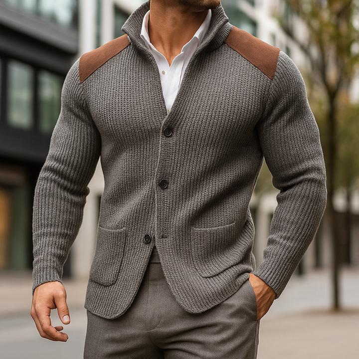 Kurze Damen Strickjacke im modernen Stil in Grau