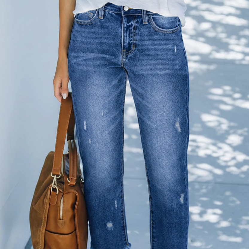 kurze gerade Jeans für Frauen Jeans in Dunkelblau