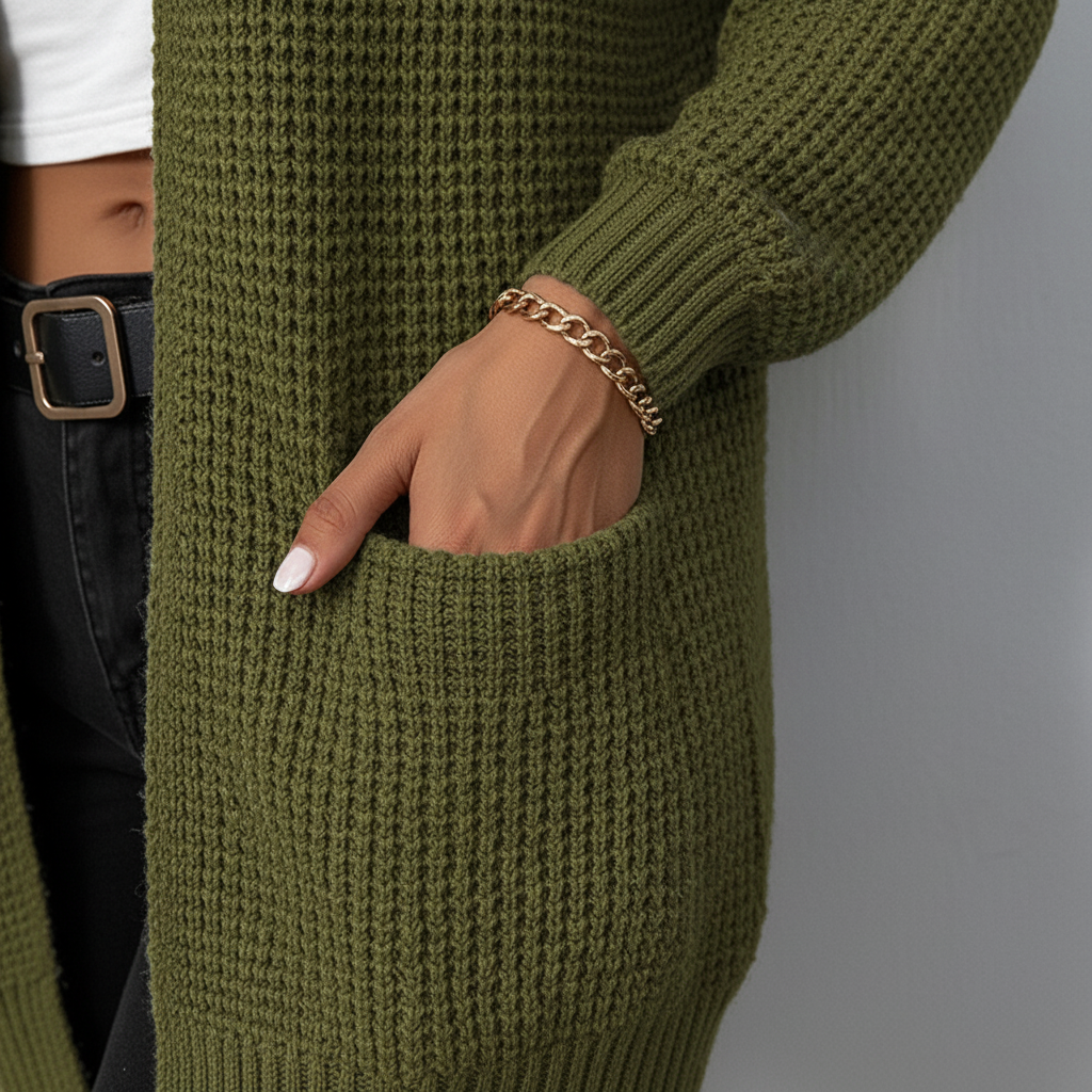 Lange Damen Strickjacke für Herbst (3)