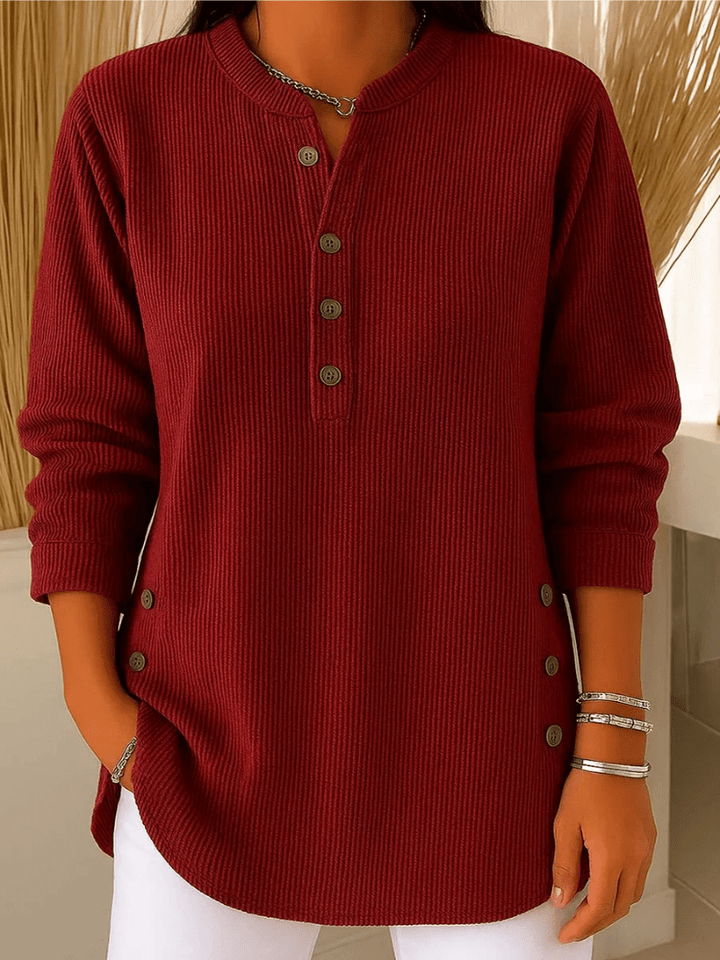 Lange Damen Strickjacke mit zarten Schleifen-Details in Rot