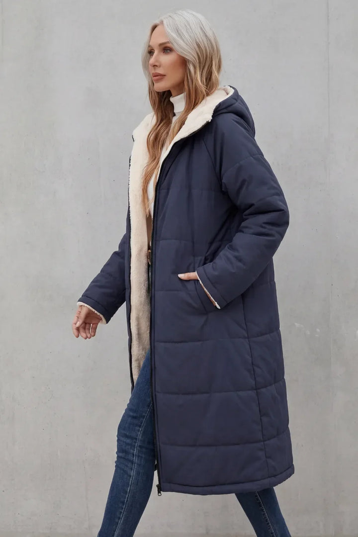 Lange Damen Winterjacke mit Kapuze (3)