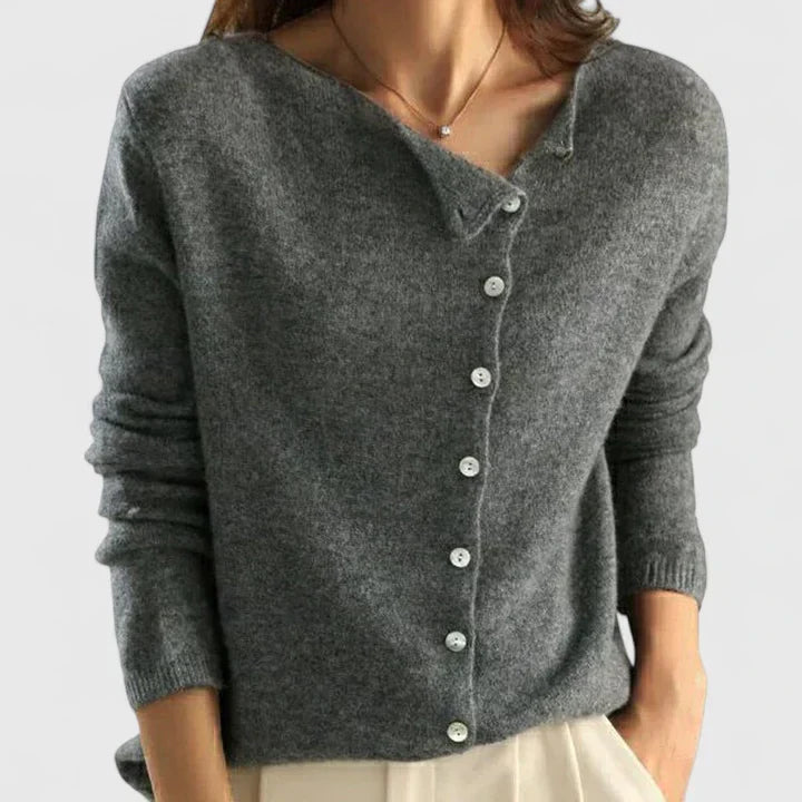 Lange elegante Strickjacke für moderne Damen in Grau