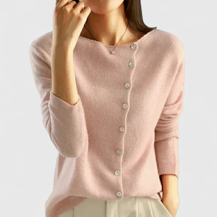 Lange elegante Strickjacke für moderne Damen in Rosa