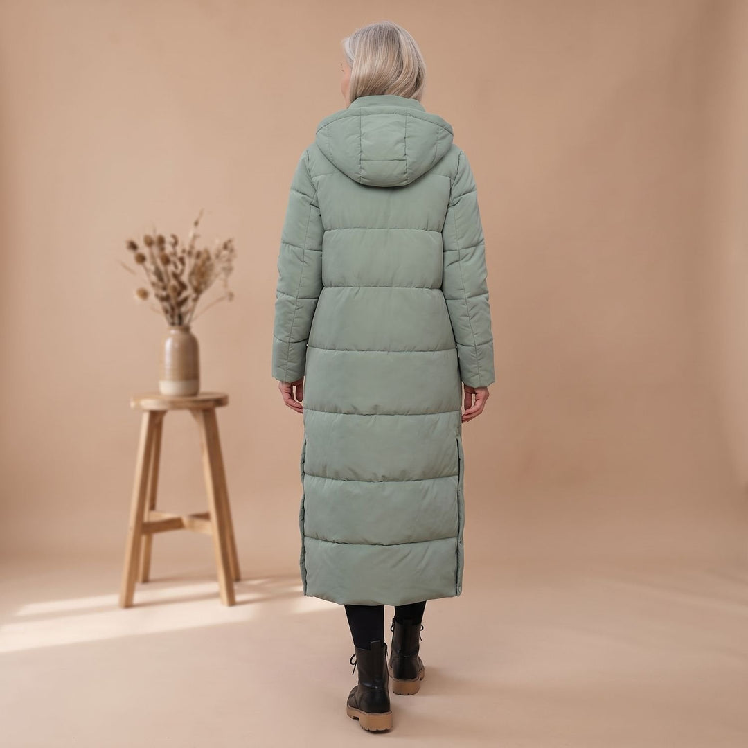 Lange Gesteppte Damen Winterjacke mit Kapuze (12)