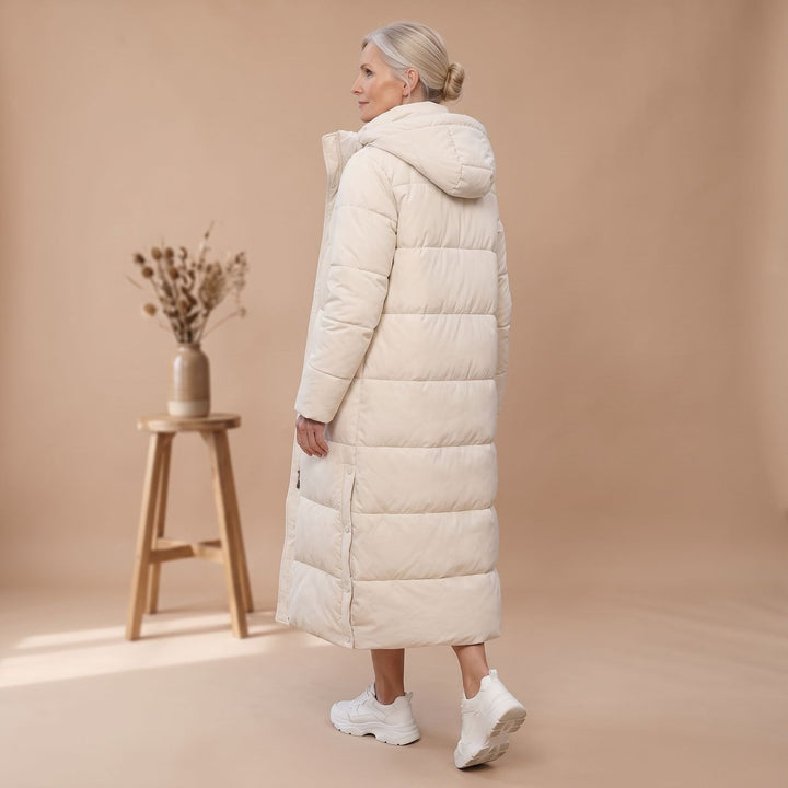Lange Gesteppte Damen Winterjacke mit Kapuze (16)