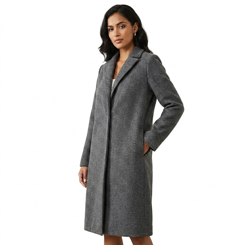 Lange Winterjacke für Damen zeitlos elegant in Grau