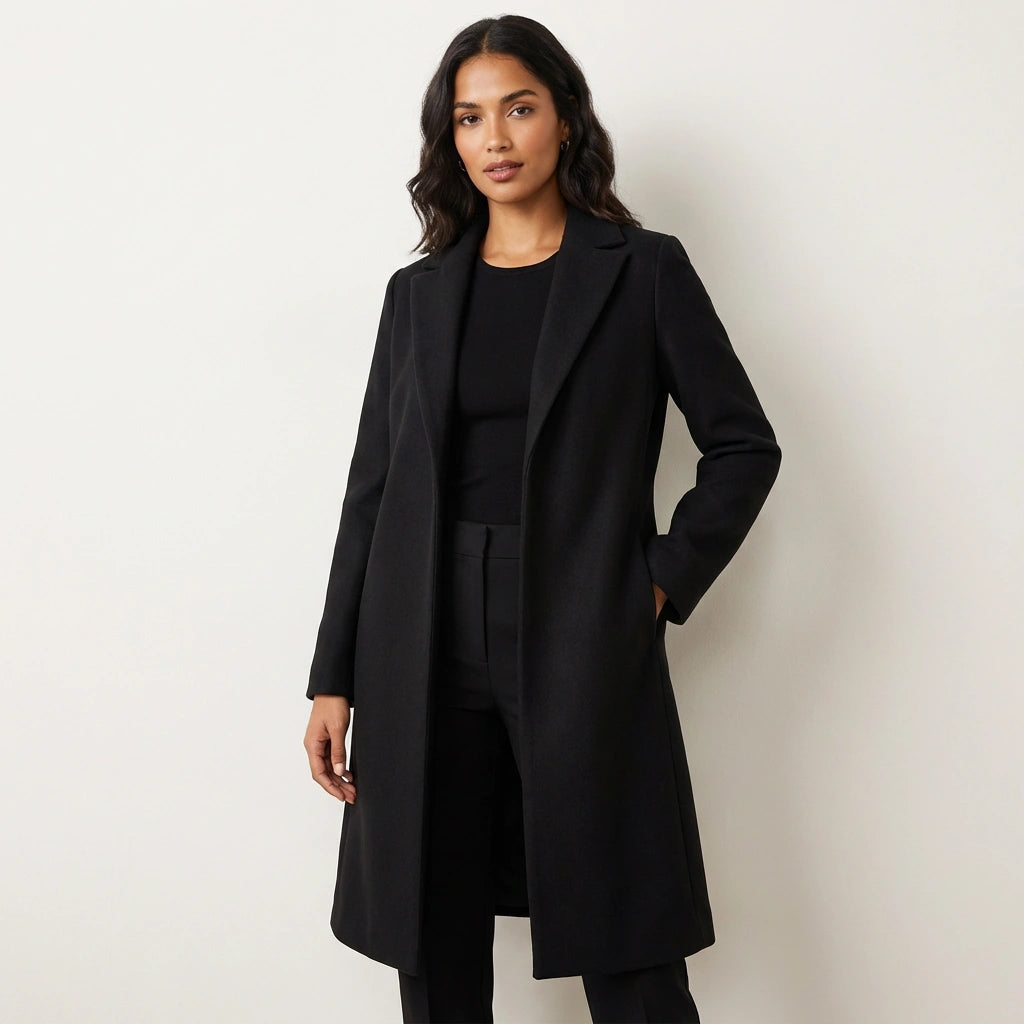 Lange Winterjacke für Damen zeitlos elegant in Schwarz