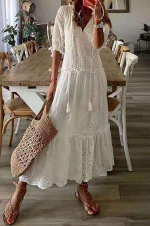 Langes Abendkleid Damen für Hochzeiten in White 2