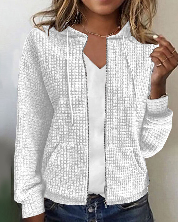 Lässige Damen Kurze Jacke mit Kapuze in Weiß