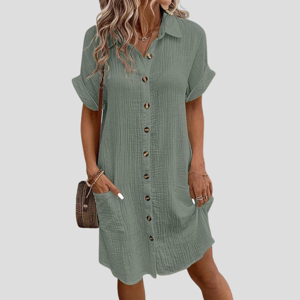 Lässiges Hemdblusenkleid für Hochzeitsgäste in Grün