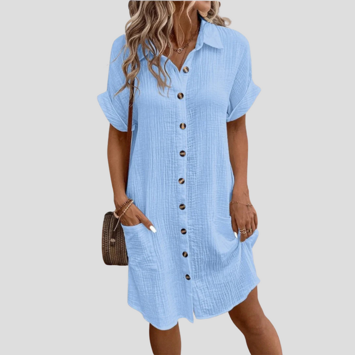 Lässiges Hemdblusenkleid für Hochzeitsgäste in Hellblau