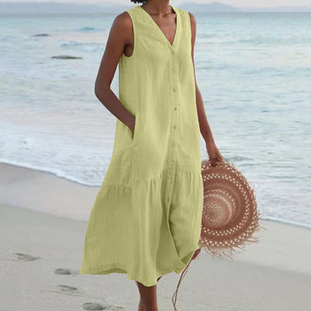 Lässiges Midikleid für Hochzeitsgäste im Sommer in Grün