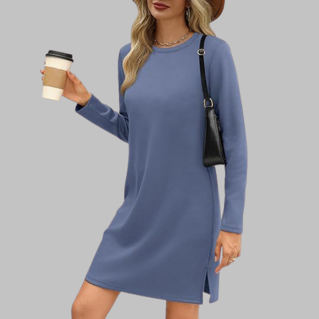 Lässiges Minikleid mit langen Ärmeln in Blau