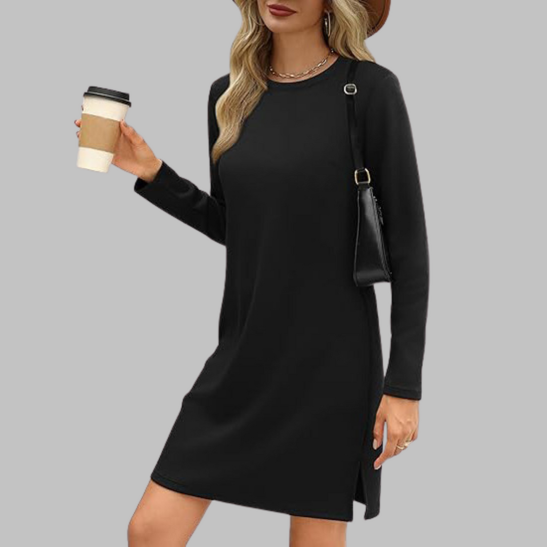 Lässiges Minikleid mit langen Ärmeln in Schwarz