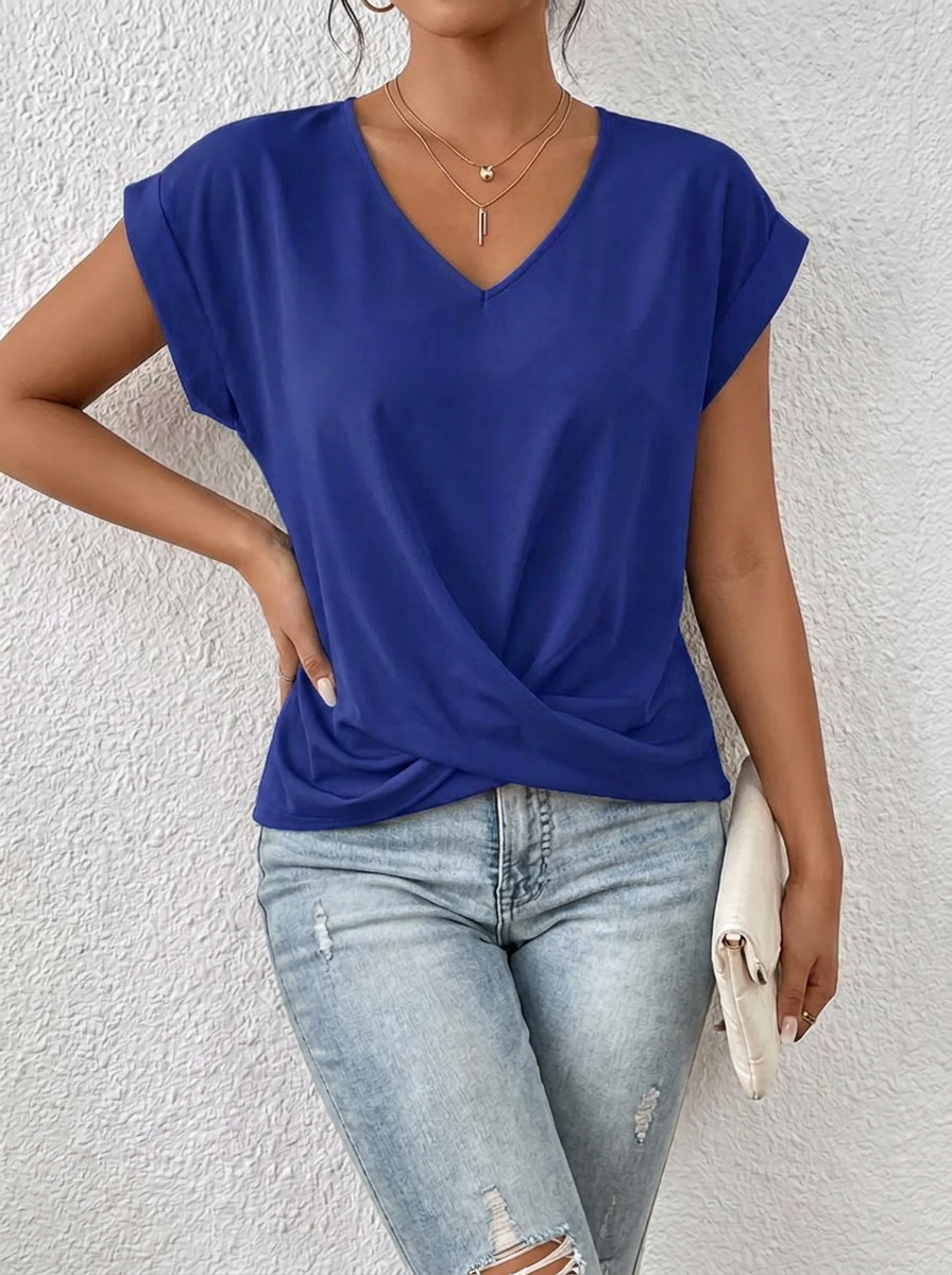 Lässiges T-Shirt mit V-Ausschnitt Womens in Blau