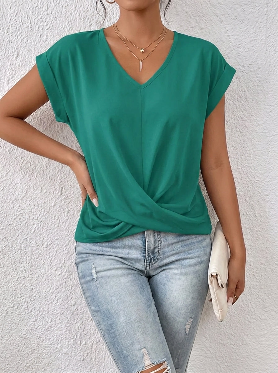 Lässiges T-Shirt mit V-Ausschnitt Womens in Grün