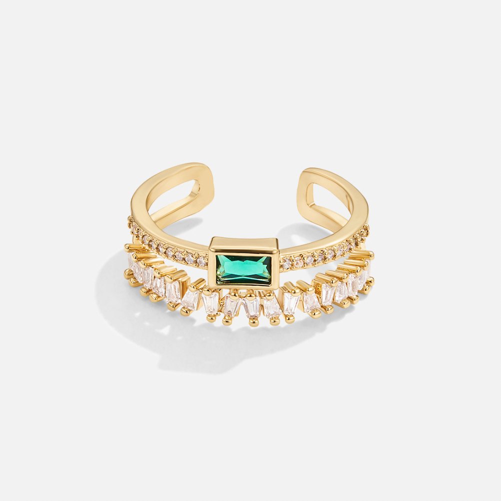 Verstellbarer Ring aus Waldgrünem Zirkonia