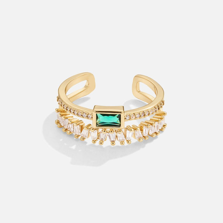Verstellbarer Ring aus Waldgrünem Zirkonia