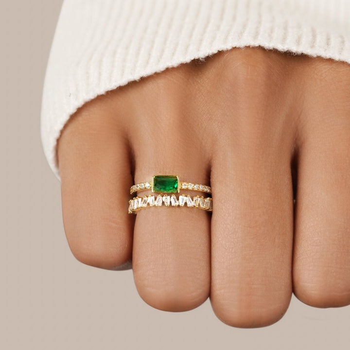 Verstellbarer Ring aus Waldgrünem Zirkonia