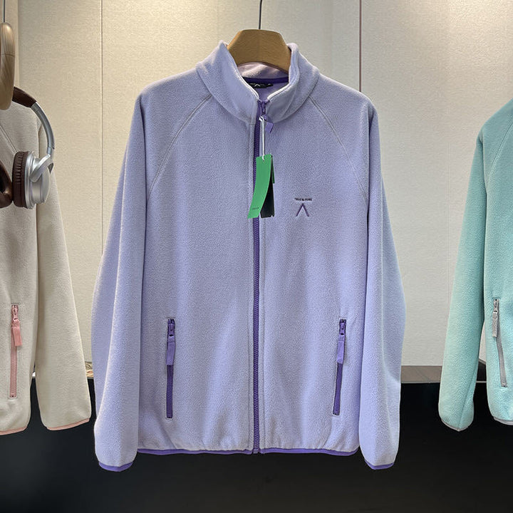 Leichte Damen Winterjacke aus Fleece mit Reißverschluss in Lila