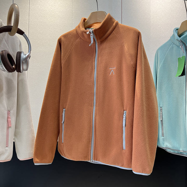 Leichte Damen Winterjacke aus Fleece mit Reißverschluss in Orange