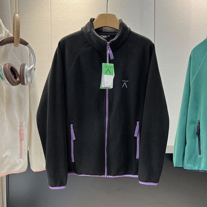 Leichte Damen Winterjacke aus Fleece mit Reißverschluss in Schwarz