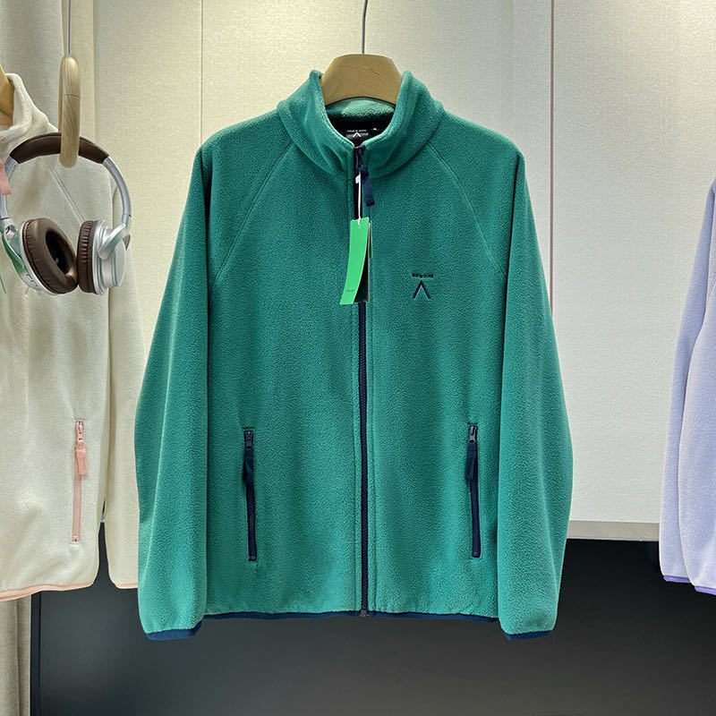 Leichte Damen Winterjacke aus Fleece mit Reißverschluss in Smaragdgrün