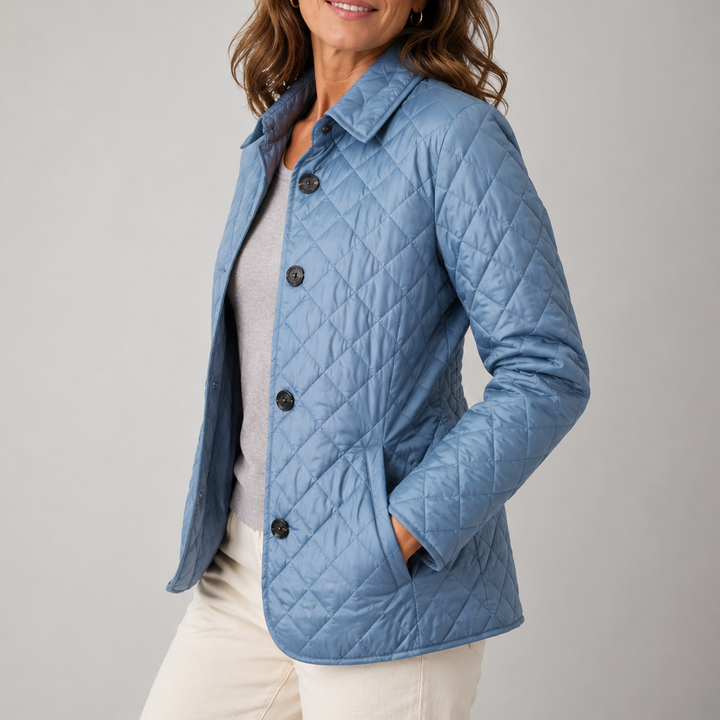Leichte Damen Winterjacke mit Rautensteppung in Hellblau