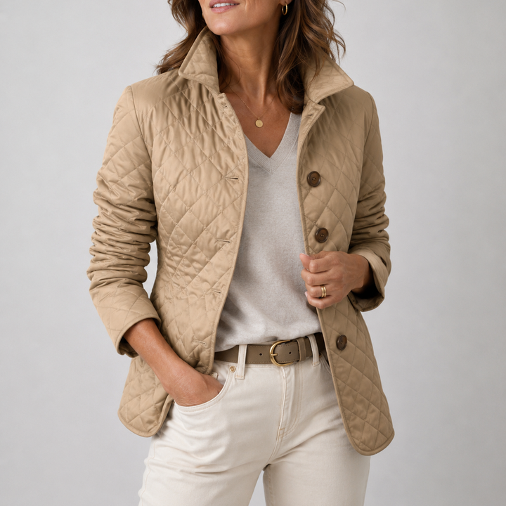 Leichte Damen Winterjacke mit Rautensteppung in Kamel