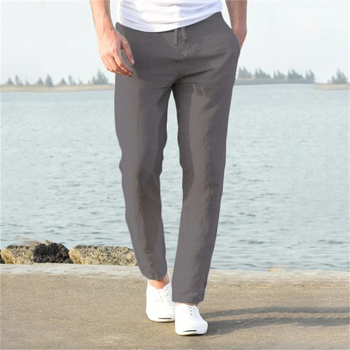 Leichte Herren-Hose aus Leinen und Baumwolle in Grau