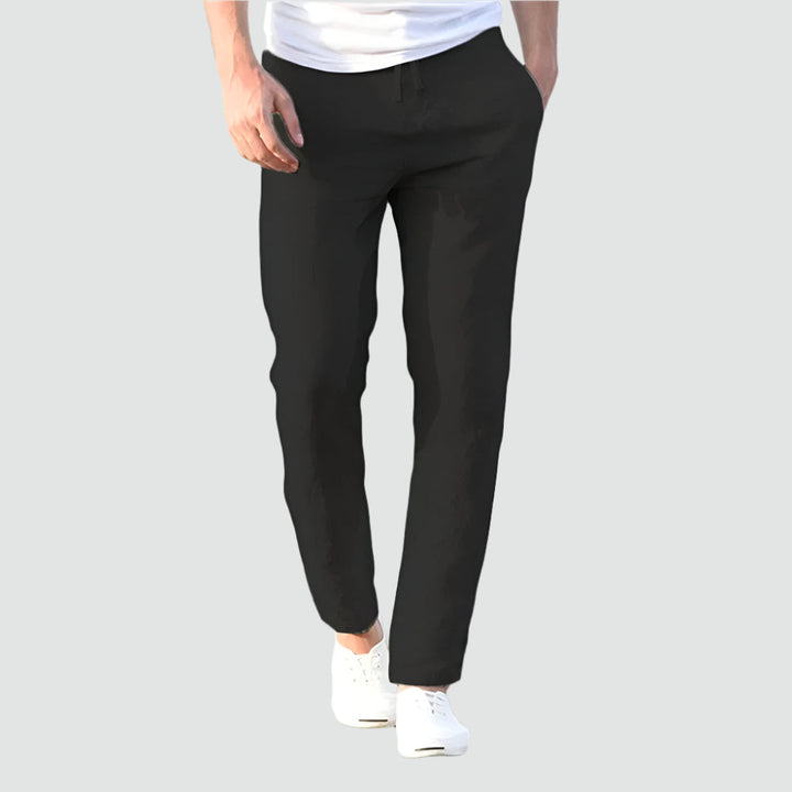 Leichte Herren-Hose aus Leinen und Baumwolle in Schwarz