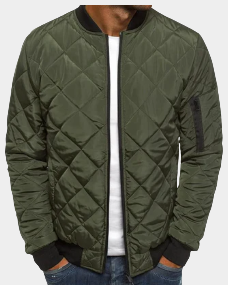 Leichte Herren-Steppjacke für Herbst in Armeegrün