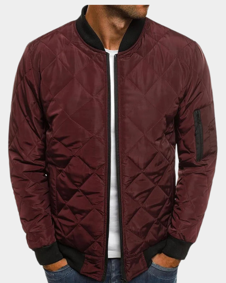 Leichte Herren-Steppjacke für Herbst in Burgund