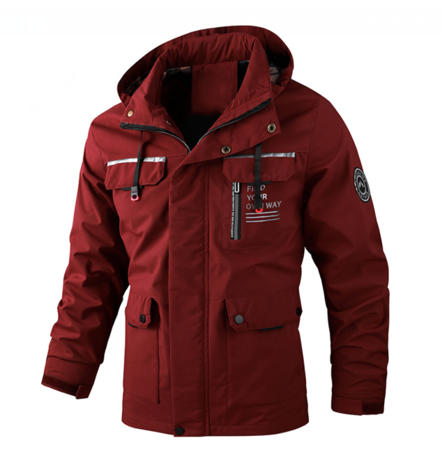 Leichte Herren Winterjacke mit Wasserschutz in Bordeaux