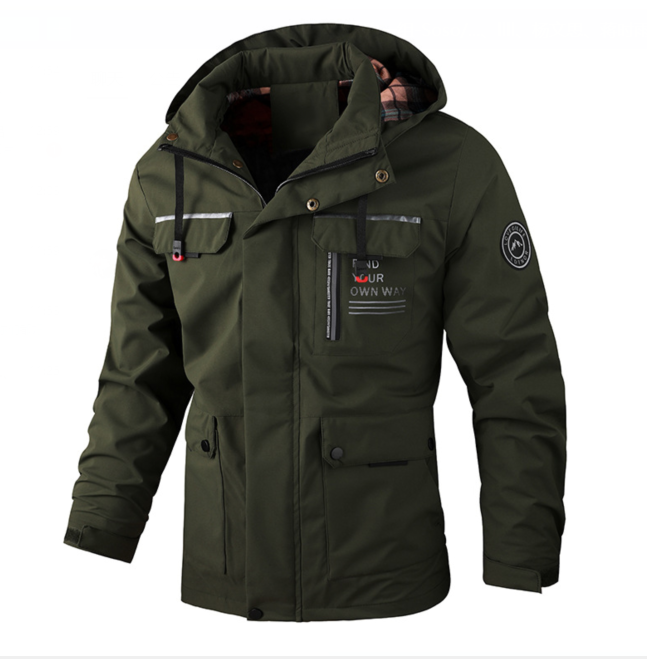 Leichte Herren Winterjacke mit Wasserschutz in Dunkelgrün