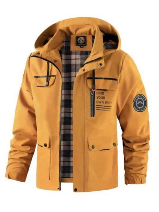Leichte Herren Winterjacke mit Wasserschutz in Gelb