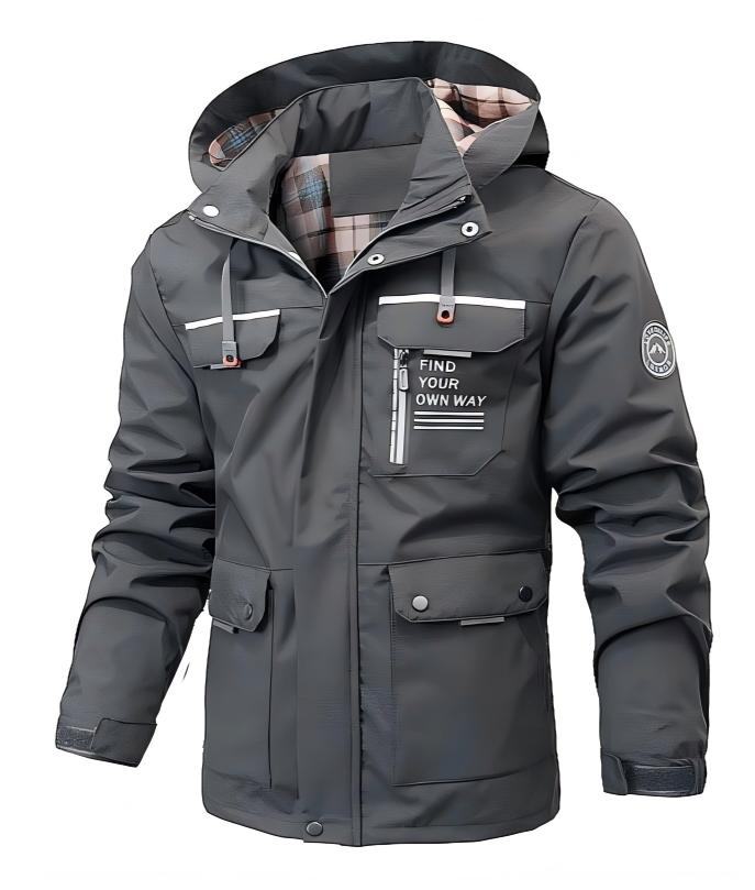 Leichte Herren Winterjacke mit Wasserschutz in Grau