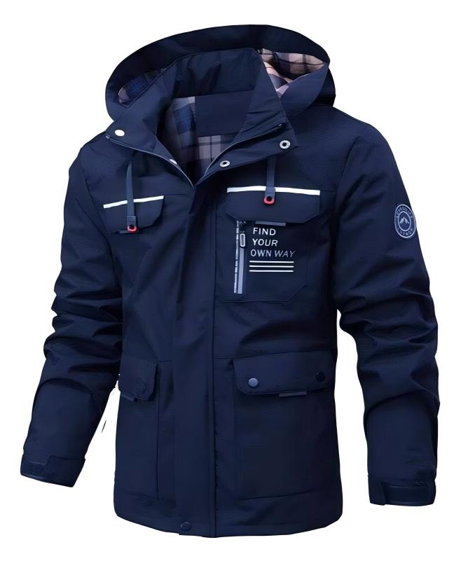 Leichte Herren Winterjacke mit Wasserschutz in Marineblau
